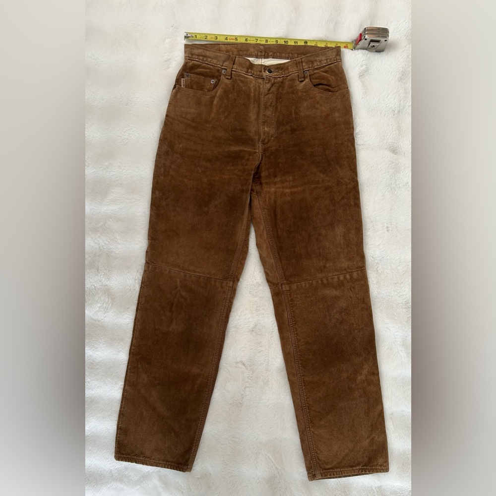 Unisex Vintage  Brown Suede Pants by Skotts